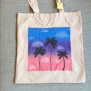 Handmade Canvas Bag with Palm Tree Design
